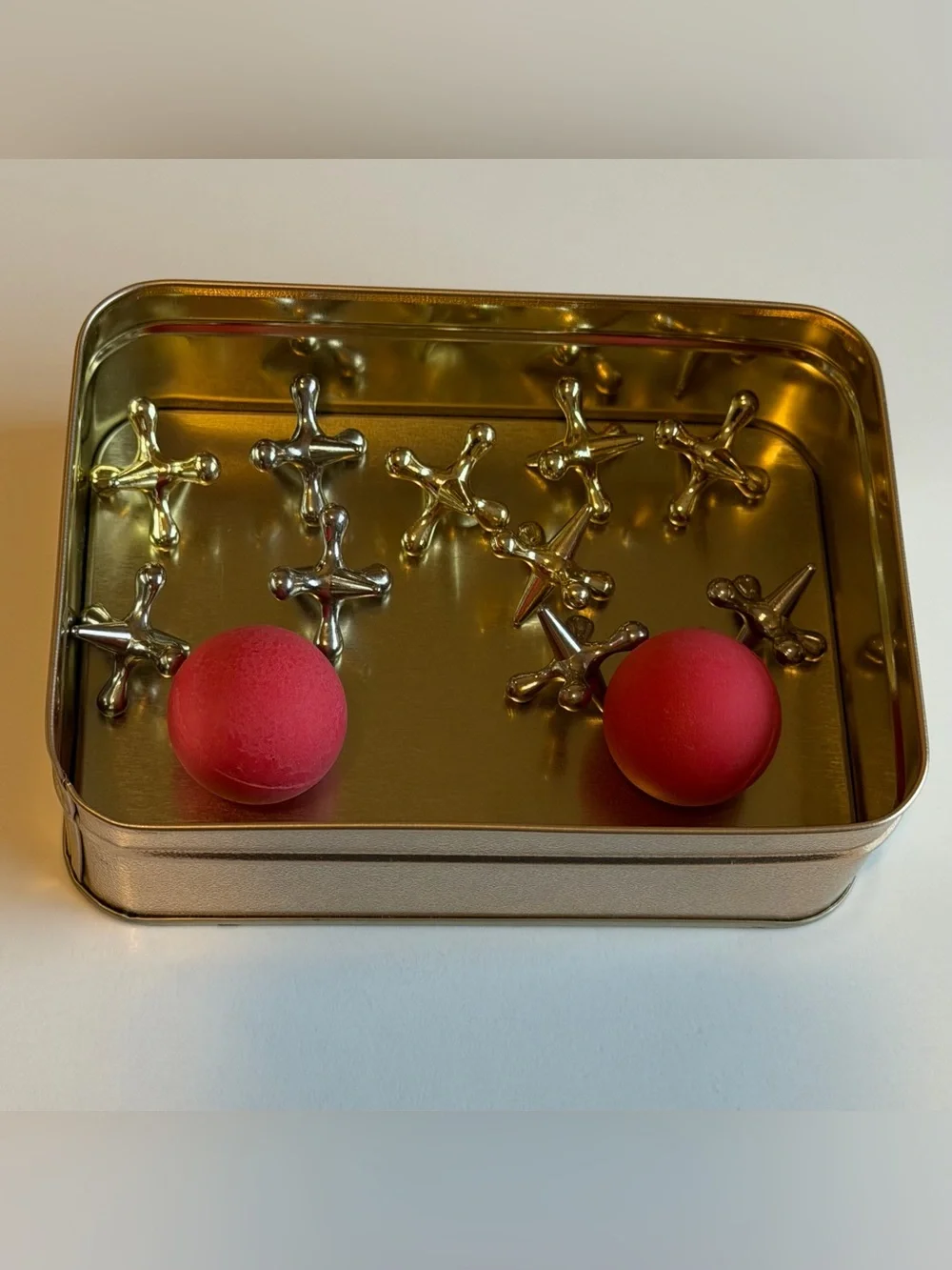 Vintage 2000 Channel Craft Jumbo Jacks Tin Game Complete 10 Metal Jacks 2 Balls